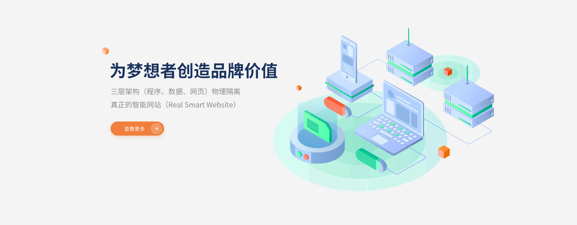 三層架構(gòu)（程序、數(shù)據(jù)、網(wǎng)頁(yè)）物理隔離，打造真正的智能網(wǎng)站（Real Smart Website）
